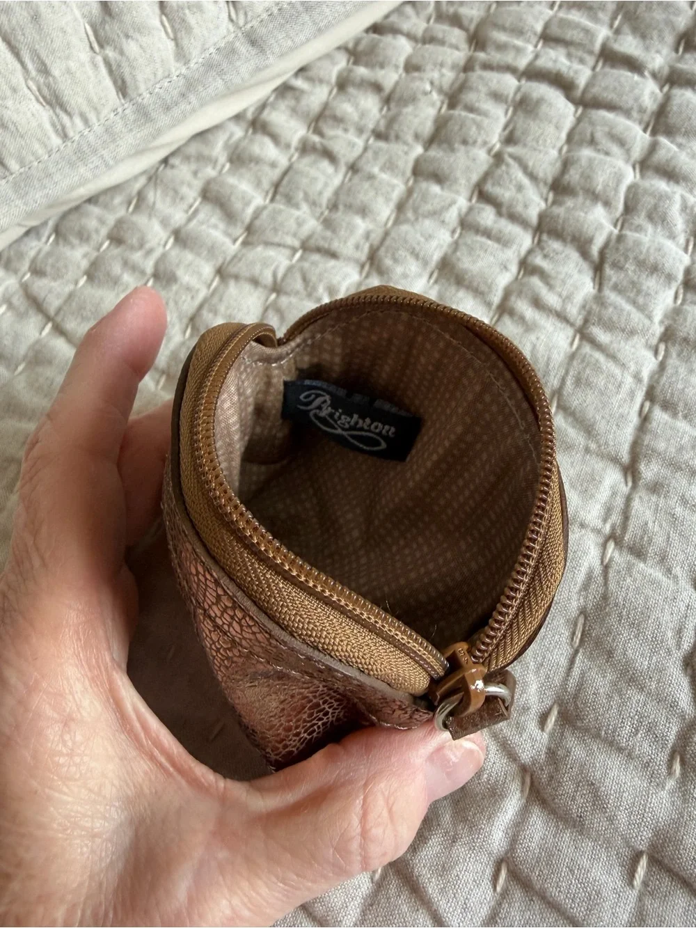 Brighton Metallic NWOT Bronze Heart Accent Coin Pouch 4.5x3.25